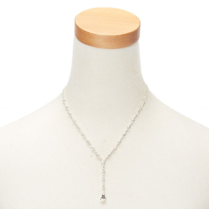 Silver Glass Rhinestone Teardrop Jewelry Set - 2 Pack,
