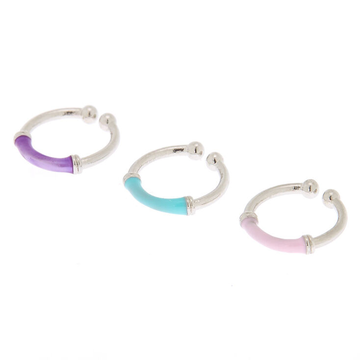 Silver Pastel Faux Cartilage Earrings - 3 Pack,