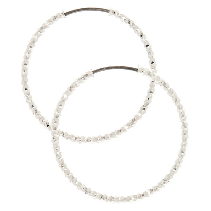 25MM Laser Cut Silver Hoop Earrings,