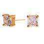 18kt Gold Plated Cubic Zirconia Square Stud Earrings - 5MM,
