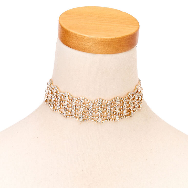 Gold-Tone Crystal Choker Necklace,