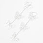 Silver 3&quot; Triple Butterfly Linear Drop Earrings,