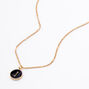 Gold Enamel Initial Pendant Necklace - Black, J,