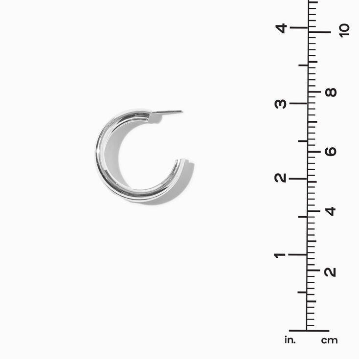 Silver-tone Double Tube 30MM Hoop Earrings,