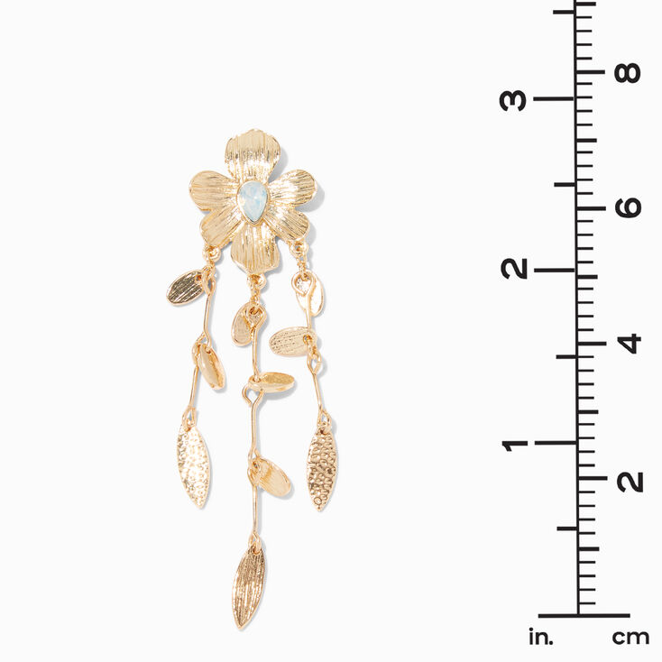 Gold Large Flower 2.5&quot; Chandelier Earrings,