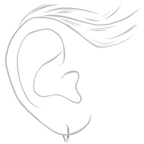 Silver 10MM Skinny Hoop Earrings - 3 Pack,