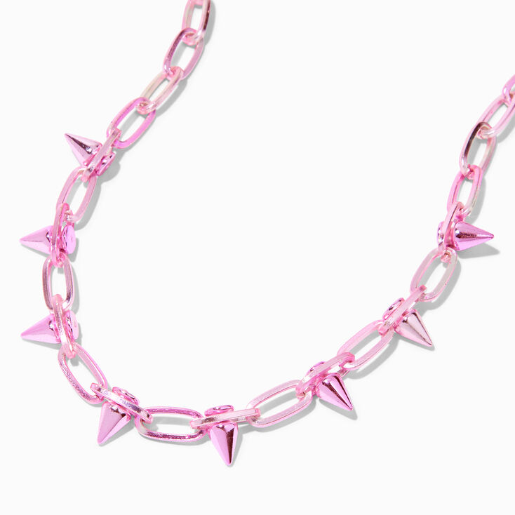 Pink Spike Paperclip Chain Necklace,
