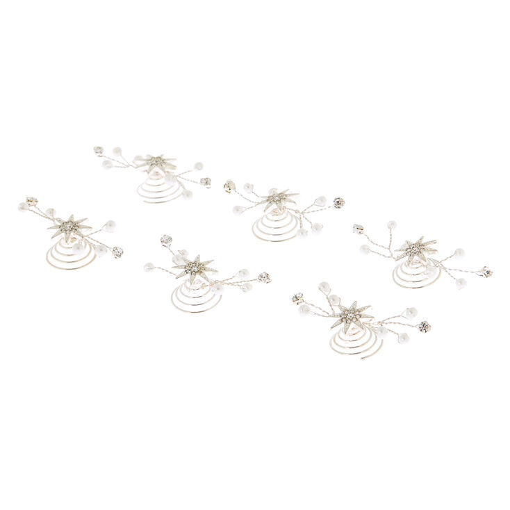 Silver Starburst Hair Spinners - 6 Pack,