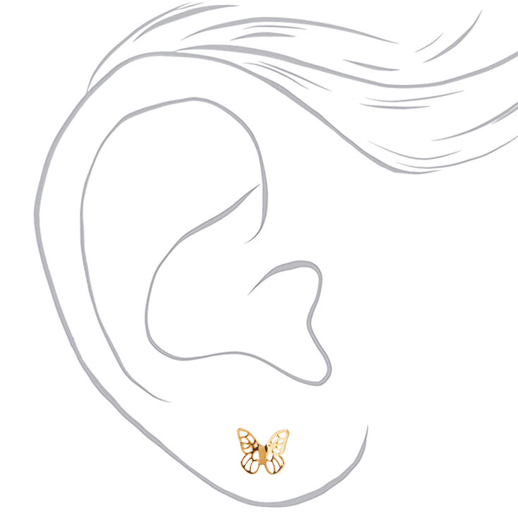 18kt Gold Plated Butterfly Stud Earrings,