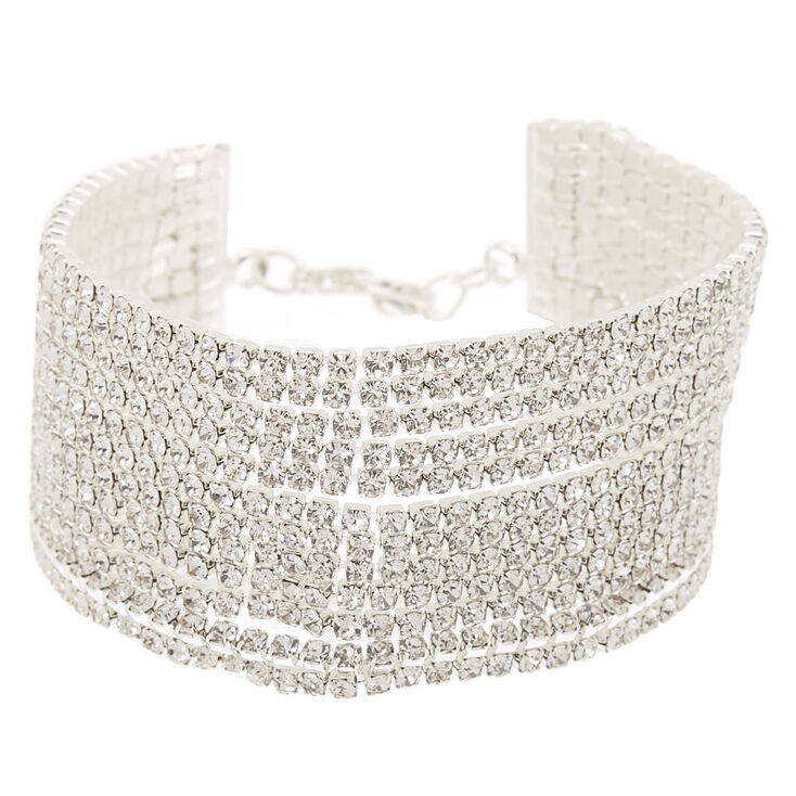 Silver Rhinestone Swag Chain Bracelet,