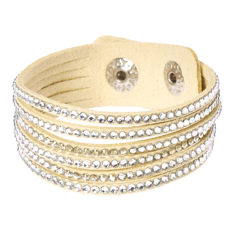 Cream & Silver Gem Snap Button Bracelet,
