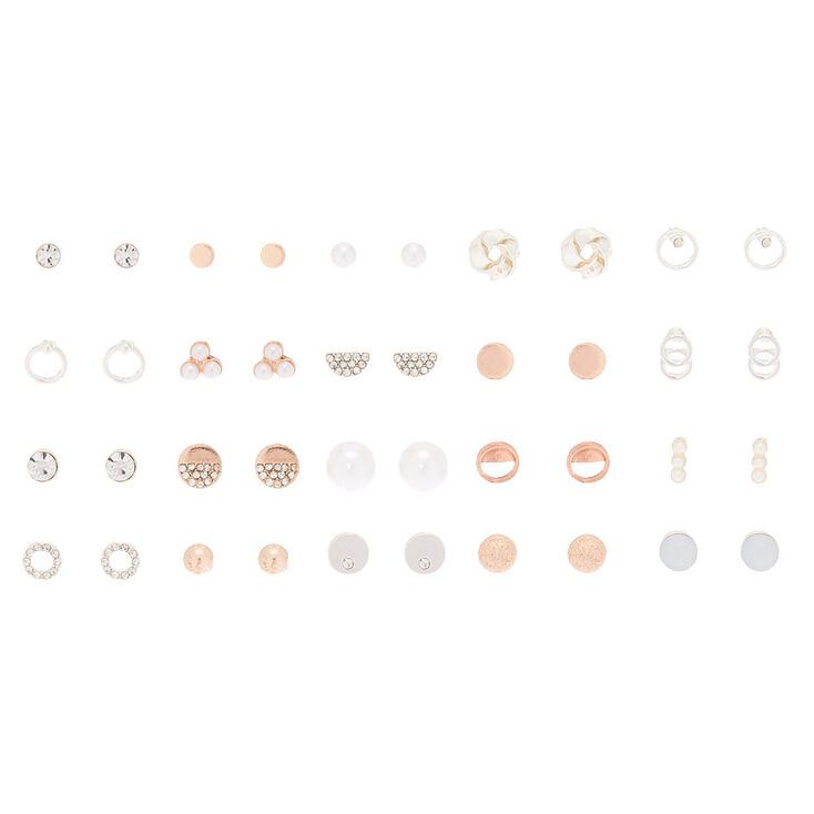 Geometric Stud Earrings - 20 Pack,