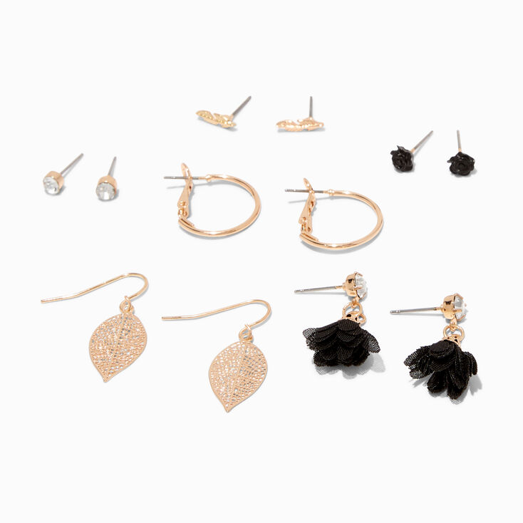 Mixed Metal Stud & Drop Earrings - 6 Pack,