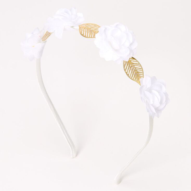 Ivory Flower Leaf Gold-tone Headband,