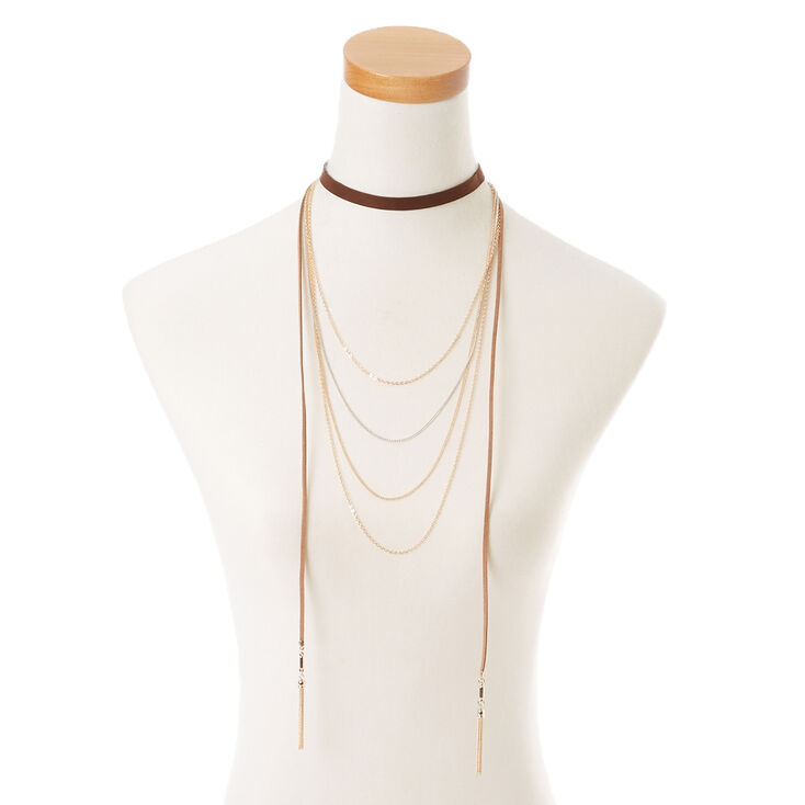 Suede Chain Choker Necklace,
