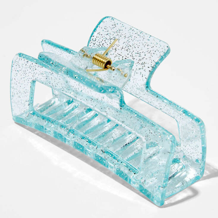 Medium Rectangle Blue Glitter Hair Claw,