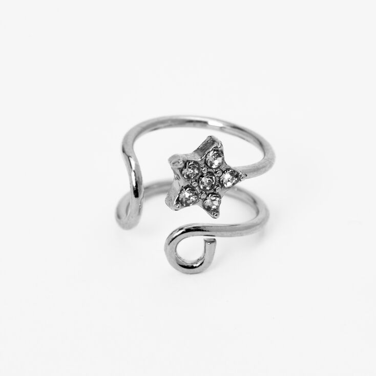 Silver Embellished Star Faux Nose Ring,