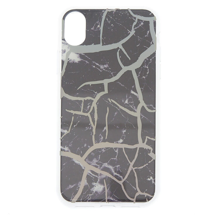 Black Cracked Marble Phone Case - Fits iPhone XR,