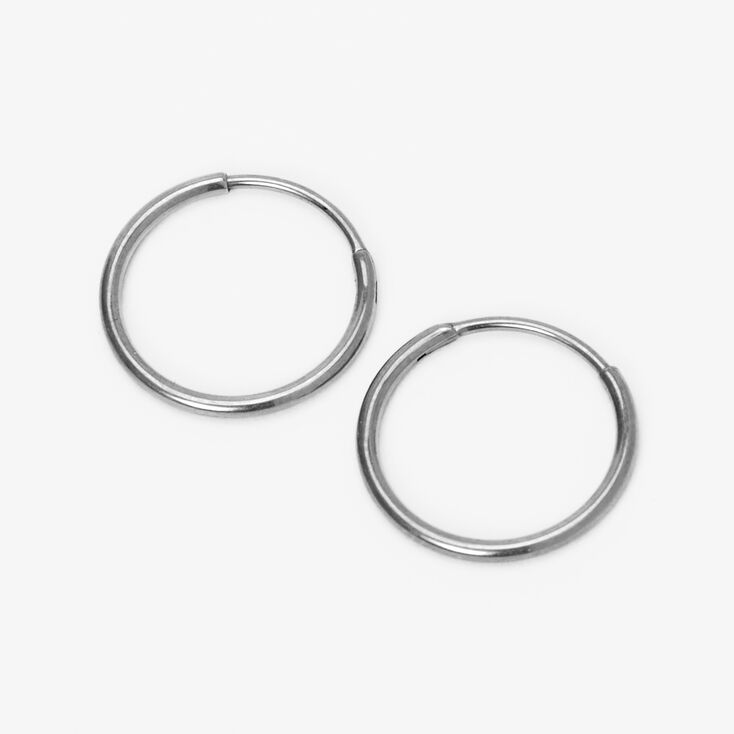 Silver Titanium 12MM Sleek Hoop Earrings,