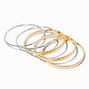 Mixed Metal Textured Bangle Bracelets - 5 Pack,
