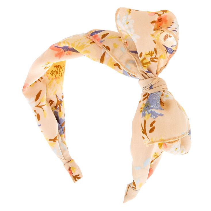 Spring Floral Bow Headband - Nude,