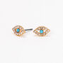 Gold Embellished Evil Eye Stud Earrings - Turquoise,