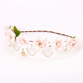 Gold Chain Flower Vine Headwrap - Nude Pink,