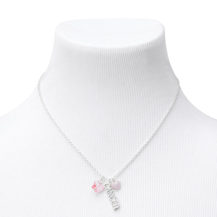 Silver Zodiac Charm Pendant Necklace - Cancer,