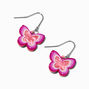 Pink Acrylic Butterfly 1&quot; Drop Earrings,