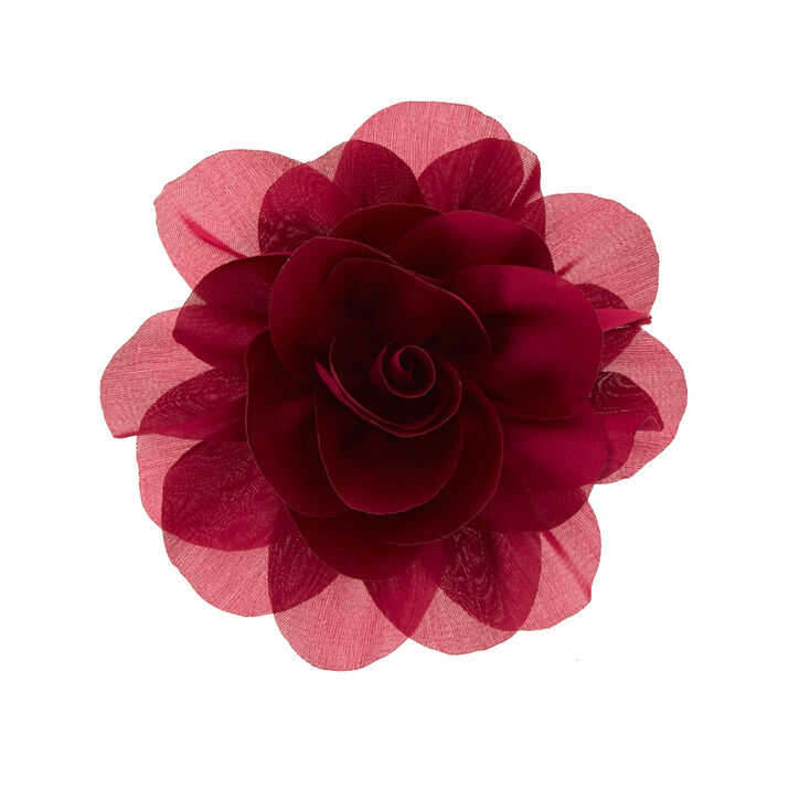 Burgundy Bridal Flower Hair Clip,