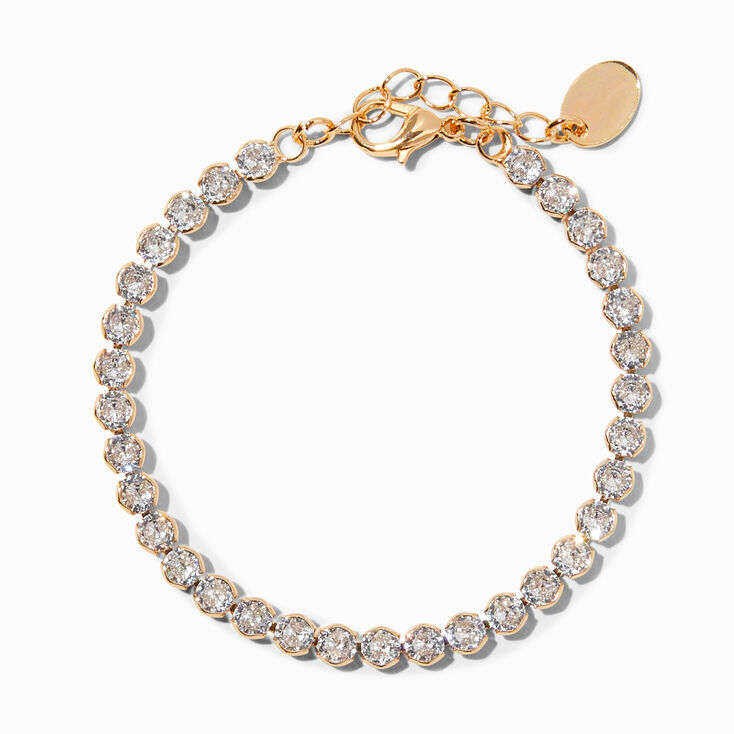Gold Crystal Bezeled Tennis Bracelet,