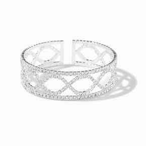 Silver-tone Infinity Rhinestone Cuff Bracelet,