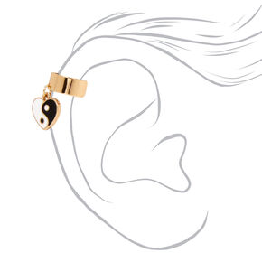 Gold Yin Yang Heart Charm Ear Cuff,