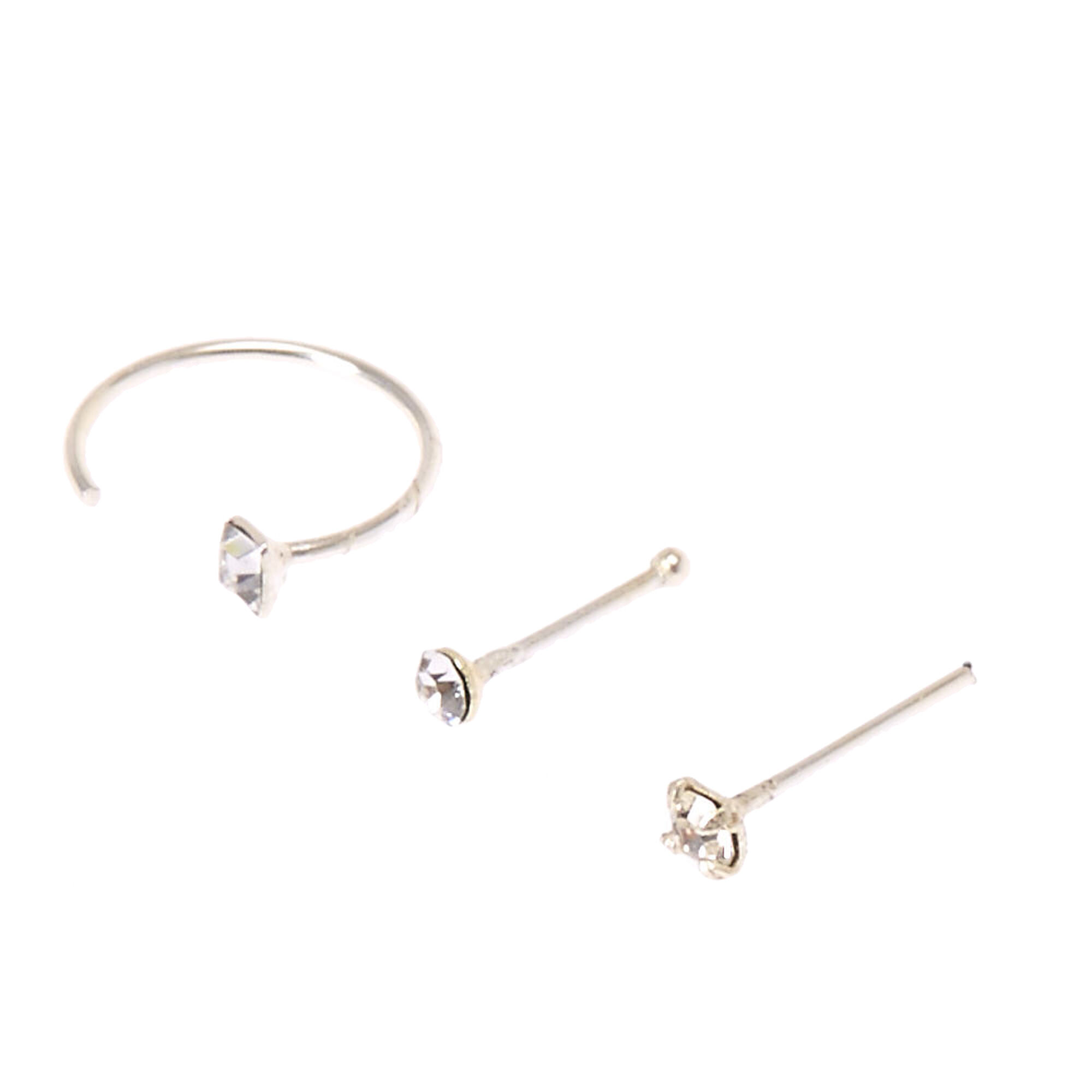 Sterling Silver Studs And Square Half Hoop Nose Rings Icing Us Sterling Silver Studs And Square Half Hoop Nose Rings