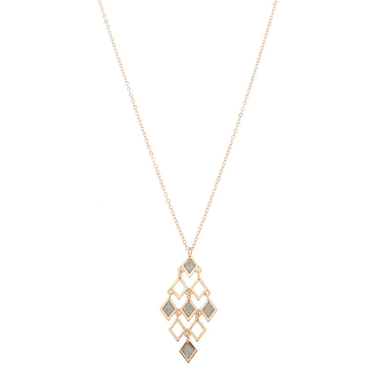 Glitter & Gold Long Pyramid Necklace,