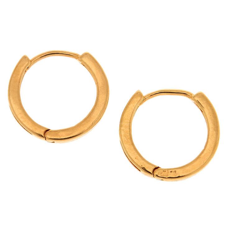 18kt Gold Plated 14MM Dangly Crystal Hoop Earrings,