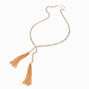 Gold-tone Tassel Lasso Pendant Long Necklace,
