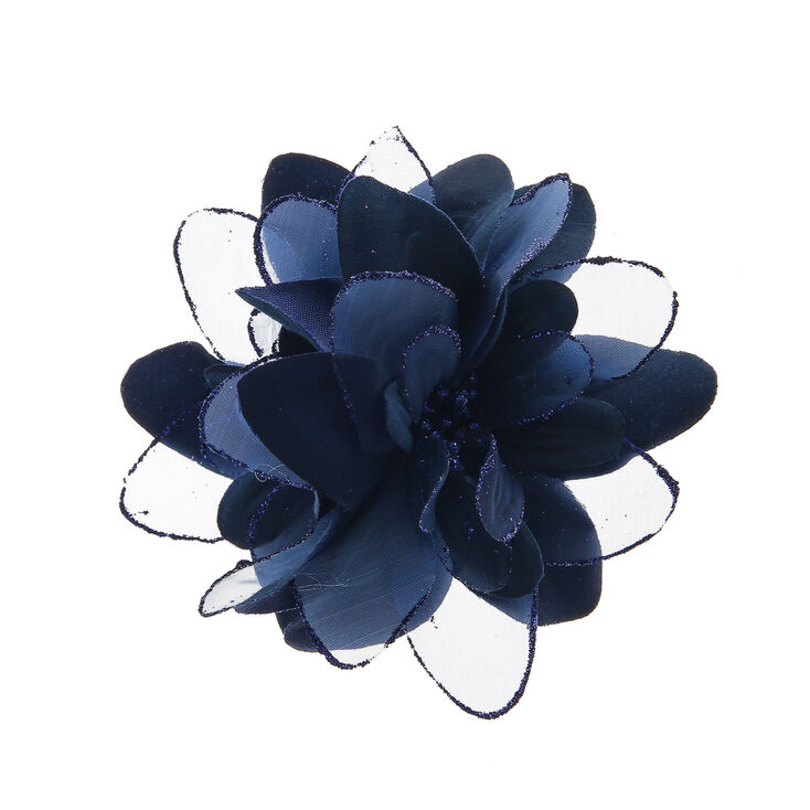 Navy Double Lily Hair Clip,