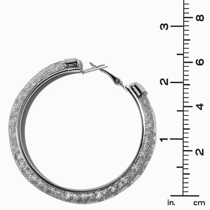 Silver-tone Rhinestone 60MM Hoop Earrings - 3 Pack,