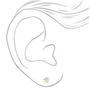 Rose Gold Cubic Zirconia Round Stud Earrings - 3MM, 4MM, 5MM,