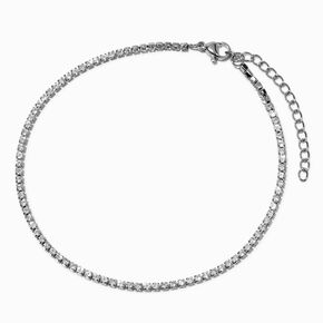 Silver-tone Cubic Zirconia Tennis Anklet ,