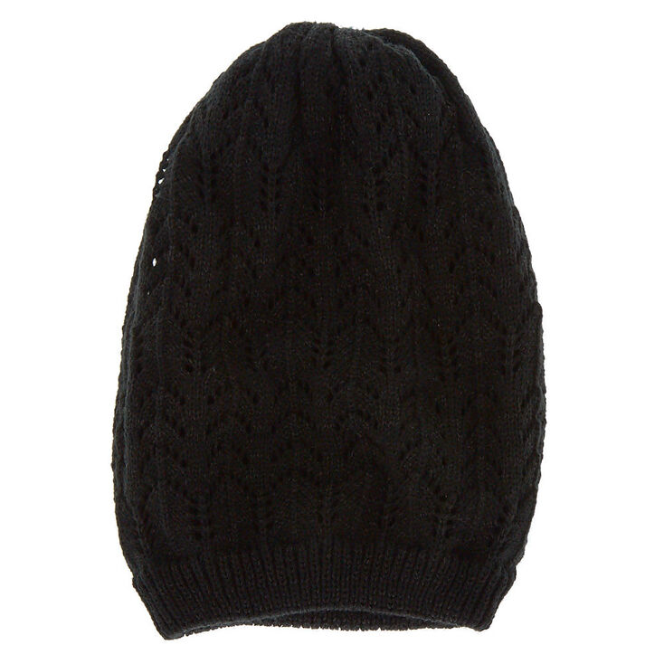 Double Layer Knit Beanie - Black,