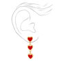 Gold Heart Linear Drop Earrings,