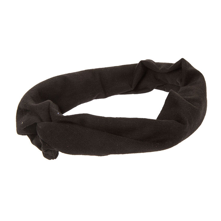Wide Black Jersey Turban Headwrap,