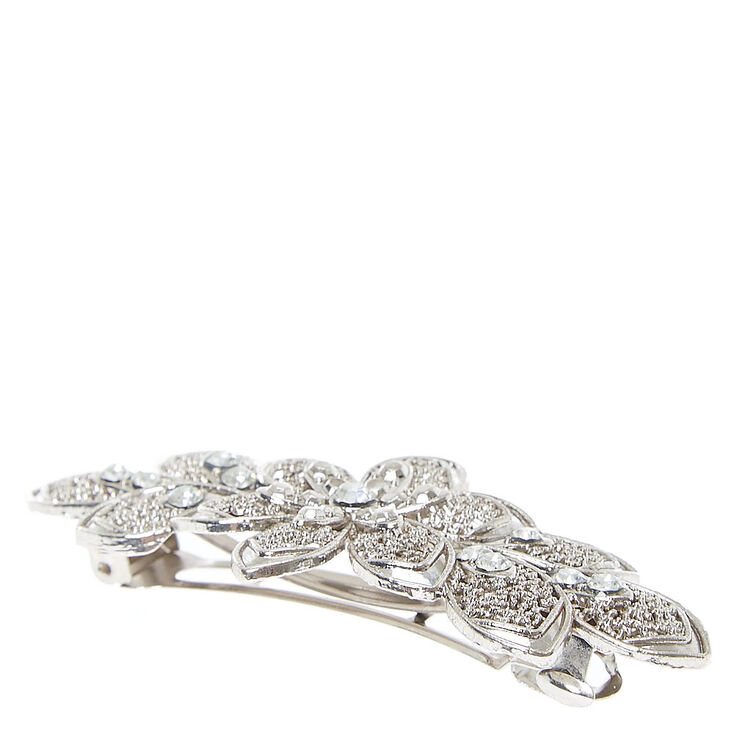 Silver Floral Filigree Hair Clip,