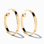 Gold-tone 60MM Flat Wide Clip-On Hoop Earrings,