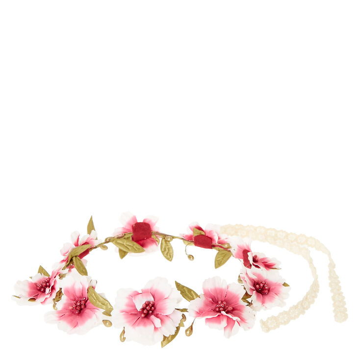 Pink Ombre Flower Crown Headwrap,