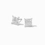 Silver-tone Cubic Zirconia Quad Square Stud Earrings,