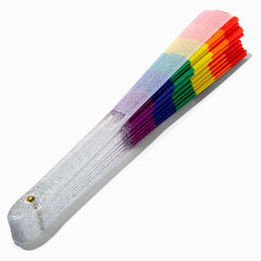 Glitter Rainbow Large Folding Fan,