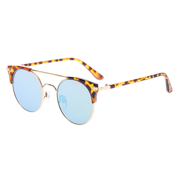 Round Aviator Tortoiseshell Sunglasses - Brown,